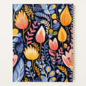 Levendige bloemenschildering blauwe monogram 2024 planner (Achterkant)