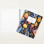 Levendige bloemenschildering blauwe monogram 2025 planner (Display)