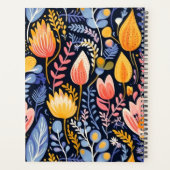 Levendige bloemenschildering blauwe monogram 2025 planner (Achterkant)