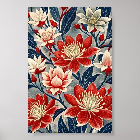 Levendige Bloemenschildering Poster (Voorkant)