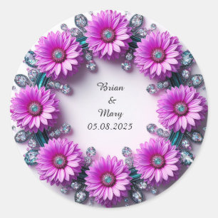 Levendige bloemenslingers met kleurrijke bloesems ronde sticker