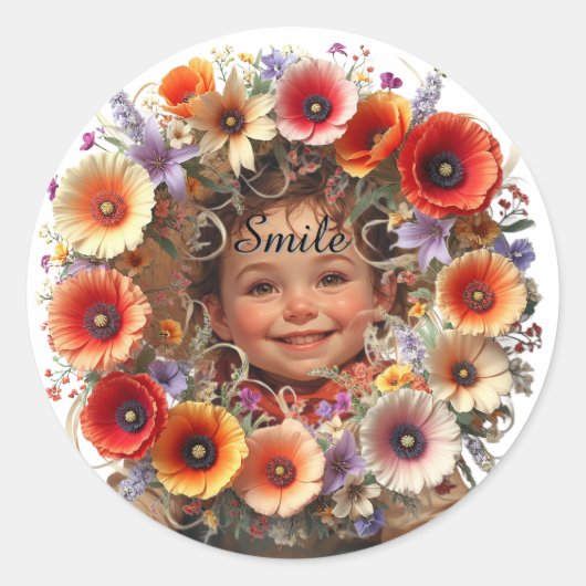 Levendige bloemenslingers ronde sticker (Voorkant)