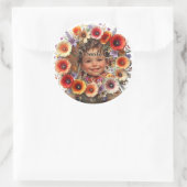 Levendige bloemenslingers ronde sticker (Tas)