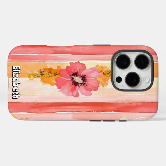Levendige bloemenstrepen Case-Mate iPhone case (Achterkant (horizontaal))