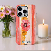 Levendige bloemenstrepen Case-Mate iPhone case