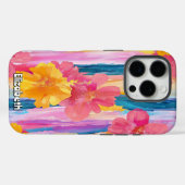 Levendige bloemenstrepen Case-Mate iPhone case (Achterkant (horizontaal))