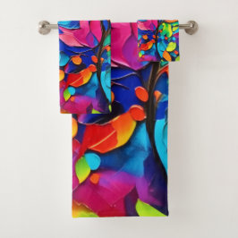 Levendige Bloemensymfonie Schilderij Bad Handdoek