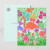 Levendige bloementuin Flamingo ontwerp Briefkaart (Voorkant / Achterkant)