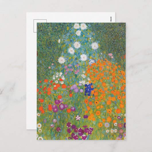 Levendige bloementuin - Gustav Klimt Feestdagenkaart (Voorkant / Achterkant)