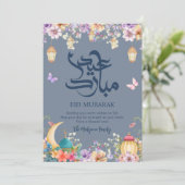 Levendige bloementuin moskee Eid Mubarak kaart (Staand voorkant)