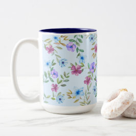 Levendige bloementuin tweekleurige koffiemok