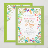 Levendige Bloemenuitnodiging Kaart (Voorkant / Achterkant)