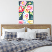 Levendige bloemenvaas schilderij canvas afdruk (Insitu (Slaapkamer))