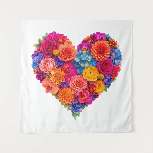 Levendige bloemhart arrangement van mooie kunst wandkleed (Voorkant)