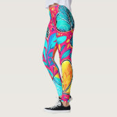 Levendige bloemhartkunst leggings (Links)