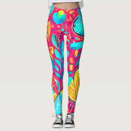 Levendige bloemhartkunst leggings
