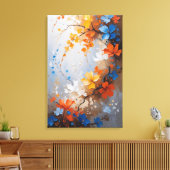 Levendige Bloemige Harmonie – Abstract Impasto Canvas Afdruk (Insitu (Woonkamer))