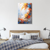 Levendige Bloemige Harmonie – Abstract Impasto Canvas Afdruk (Insitu (Slaapkamer))