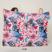 Levendige, bloemige harten en bloemen monogram fleece deken
