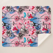 Levendige, bloemige harten en bloemen monogram sherpa deken (Voorkant (horizontaal))