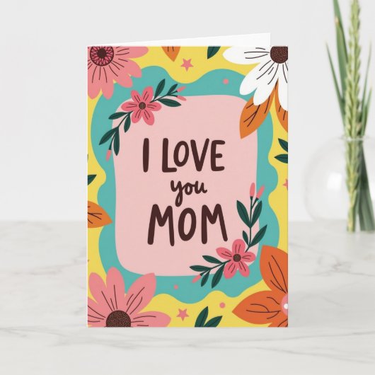 Levendige bloemige Moederliefdekaart Kaart (Voorkant)