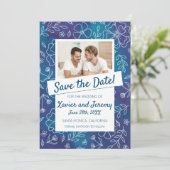 Levendige bloemige 'Save the Date' met foto Kaart (Staand voorkant)