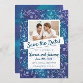 Levendige bloemige 'Save the Date' met foto Kaart (Voorkant / Achterkant)