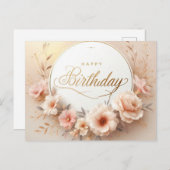 Levendige bloemige verjaardagsgelukwensen briefkaa briefkaart (Voorkant / Achterkant)