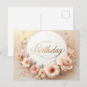 Levendige bloemige verjaardagsgelukwensen kaart (Voorkant / Achterkant)