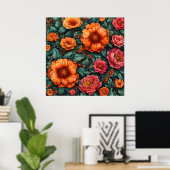 🌺 Levendige bloemige wandkunst voor moderne inter Poster (Thuiskantoor)
