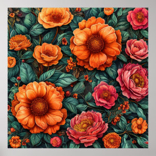 🌺 Levendige bloemige wandkunst voor moderne inter Poster