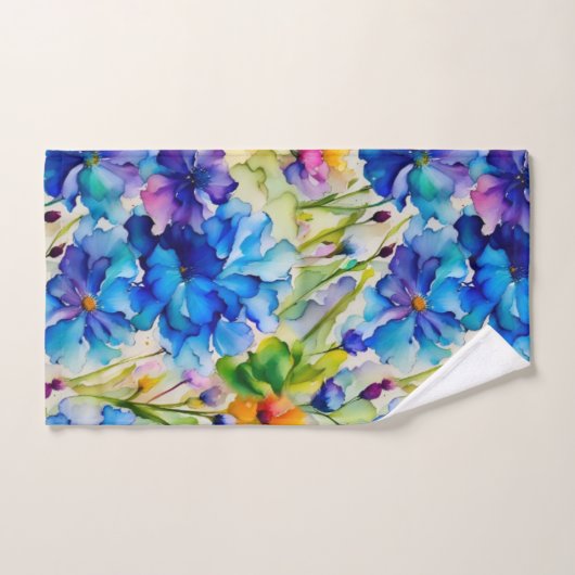 Levendige,  bloemige waterverf handdoek (Handdoek)