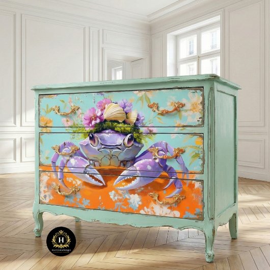 Levendige  Bloemkrab Decoupage Tissuepapier