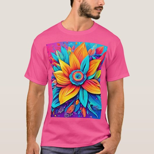 Levendige bloemkunst t-shirt (Voorkant)