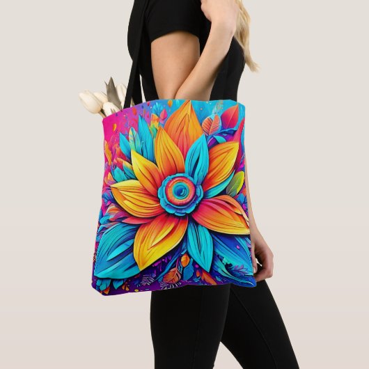 Levendige bloemkunst tote bag (Dichtbij)