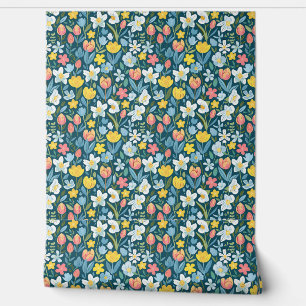 Levendige bloemmedley behang