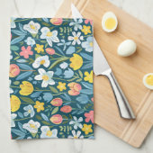 Levendige bloemmedley theedoek (Quarter Fold)