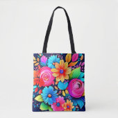 Levendige Bloemrijke Bliss Kunst Tote Bag (Voorkant)