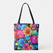 Levendige Bloemrijke Bliss Kunst Tote Bag (Achterkant)