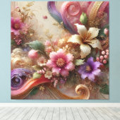 Levendige bloemrijke extravaganza canvas kunst (Insitu (Houten vloer))