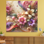 Levendige bloemrijke extravaganza canvas kunst (Insitu (Woonkamer))