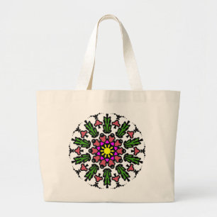 Levendige Bloemrijke Mandala Grote Tote Bag