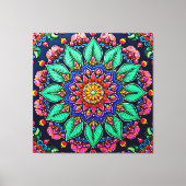 Levendige Bloemrijke Mandala Kunst Canvas Afdruk (Voorkant)