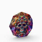 Levendige Bloemrijke Super Suiker Schedel Fotoblokken (Links)