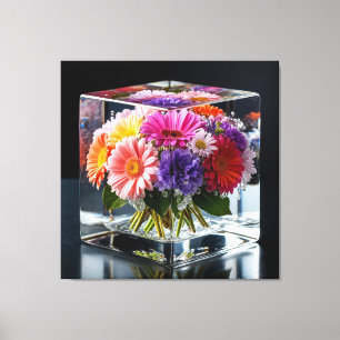Levendige bloemschikking canvas afdruk