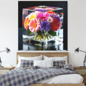 Levendige bloemschikking canvas afdruk (Insitu (Slaapkamer))