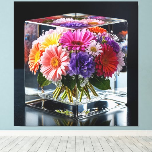 Levendige bloemschikking canvas afdruk (Insitu (Houten vloer))
