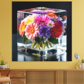 Levendige bloemschikking canvas afdruk (Insitu (Woonkamer))