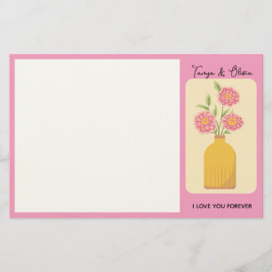 Levendige bloemschikking in een geel vaasontwerp briefpapier