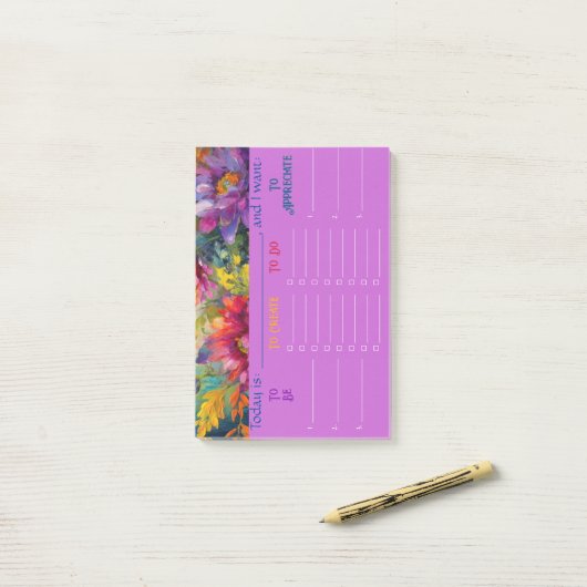  Levendige Bloemschilderij Dagelijkse Planner Post-it® Notes (Op bureau)